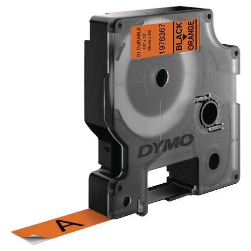 Kestotarra Nauha Dymo durable d1 12mm x 3m musta/oranssi, hinta 15,22€