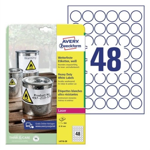 Tarra Säänkestävä Avery L4716-20 ø 30 mm /960, hinta 50,66€