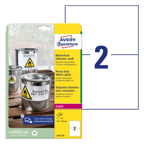 Tarra Säänkestävä Avery L4717-20 210 x 148 mm /40, hinta 51,83€