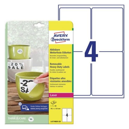 Tarra Säänkestävä irtoava Avery L4774REV 99,1x139 mm /80, hinta 51,83€