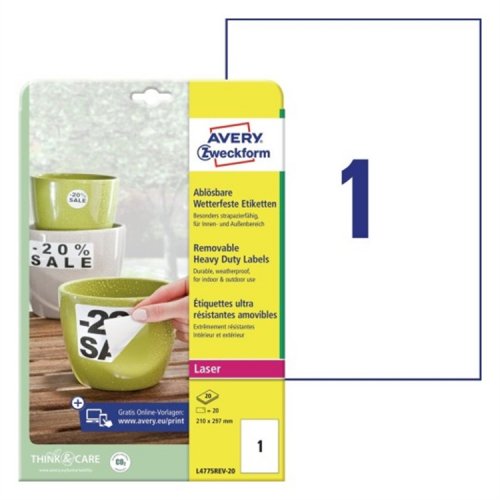 Tarra Säänkestävä irtoava Avery L4775REV-20 A4 /20, hinta 51,83€