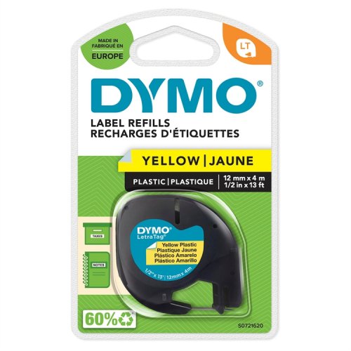 Tarrakasetti DYMO Letratag 91222 12 mm x 4 m keltainen/musta, hinta 9,17€
