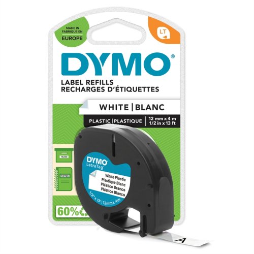 Tarrakasetti DYMO Letratag S0721660 12 mm x 4 m valk/musta, hinta 9,17€