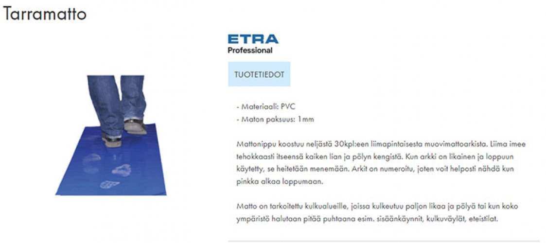 Tarramatto Etra sininen PVC 120 kpl, hinta 167,27€