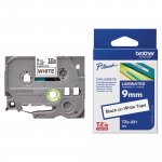 Tarranauha Brother tze-221 9mm musta/valkoinen