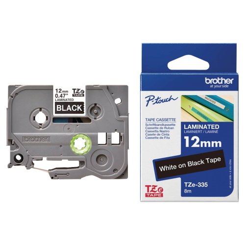 Tarranauha Brother tze-335 12mm valkoinen/musta, hinta 18,20€