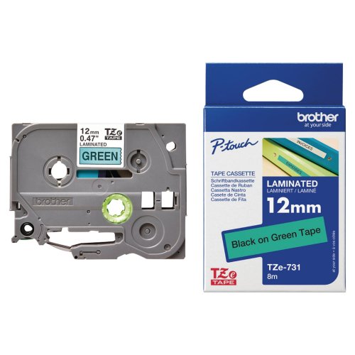 Tarranauha Brother tze-731 12mm musta/vihreä, hinta 15,65€