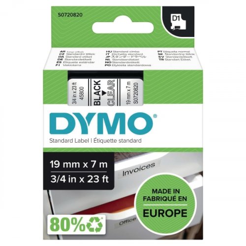 Dymo D1 Teippi 19mm x 7m musta/kirkas, hinta 22,73€