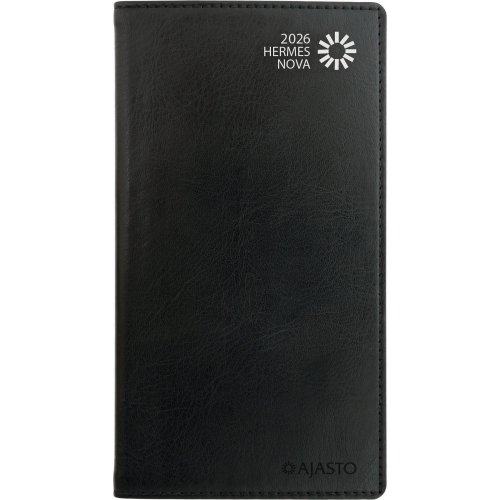 Taskukalenteri 2026 Ajasto hermes nova musta 85 x 162 mm, hinta 21,15€