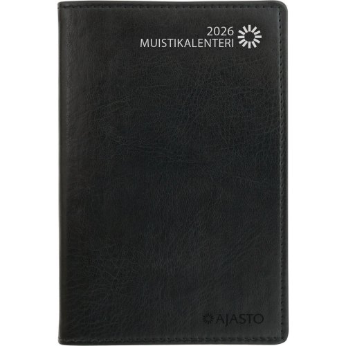 Taskukalenteri 2026 Ajasto muistikalenteri musta 82 x 128mm, hinta 19,98€
