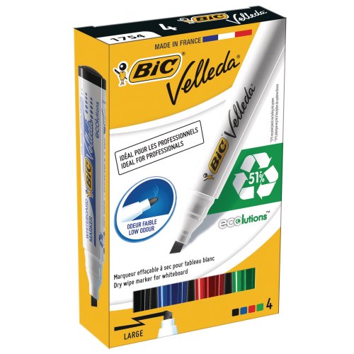 Taulutussi Bic velleda 1751 viisto 3-5,8mm värilajitelma 4kpl, hinta 5,82€