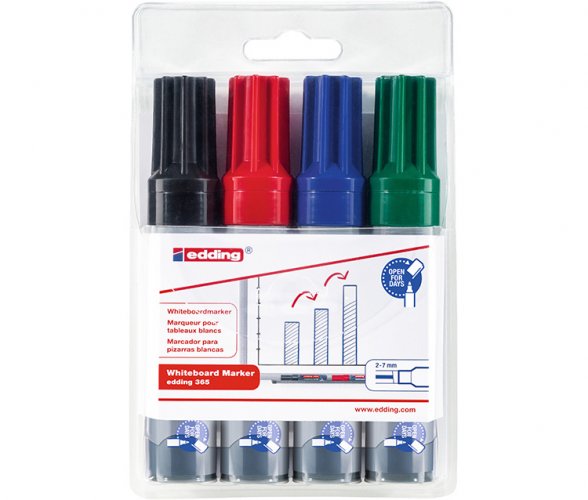 Taulutussi Edding 365 viisto 2-7 mm värilajitelma 4 kpl, hinta 7,51€