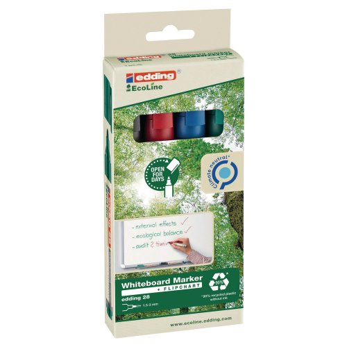 Taulutussi Edding ecoline 28 pyöreä 1,5-3mm värilajitelma 4kpl, hinta 6,12€