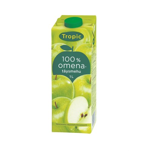 Täysmehu Tropic omena 100% 1L, hinta 3,37€