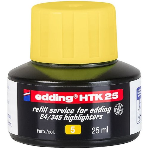 Täyttöväri edding HTK 25 korostuskynille keltainen, hinta 4,51€