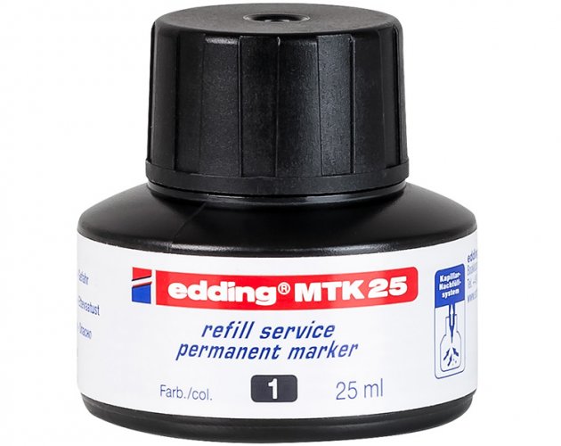 Täyttöväri edding MTK 25 merkkauskynille musta, hinta 3,58€