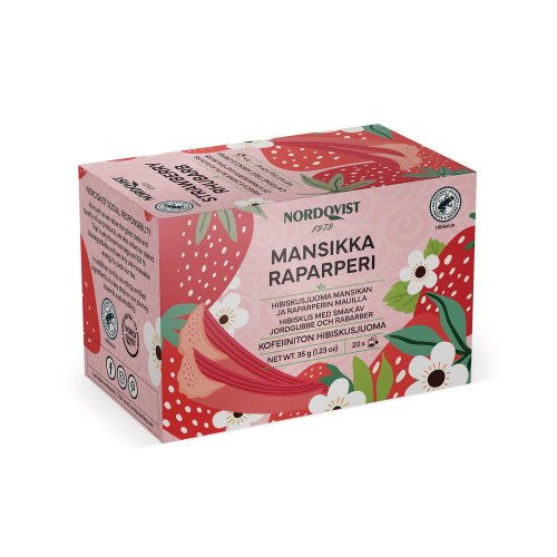 Teejuoma Nordqvist mansikka-raparperi 20kpl, hinta 3,73€