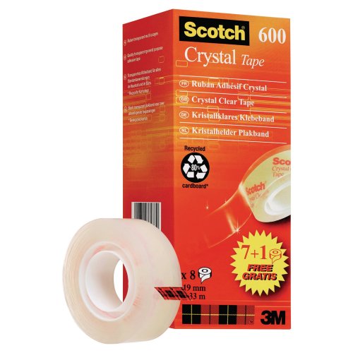 Teippi Scotch® 600 crystal 19mm x 33m 8kpl, hinta 21,94€