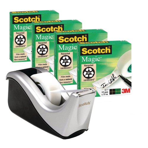 Teippi Scotch 810 magic ja c60 teippiteline hopea 4kpl, hinta 20,48€