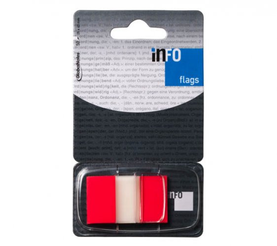 Teippimerkki Info 25,4 x 43,2 mm punainen /50, hinta 1,14€