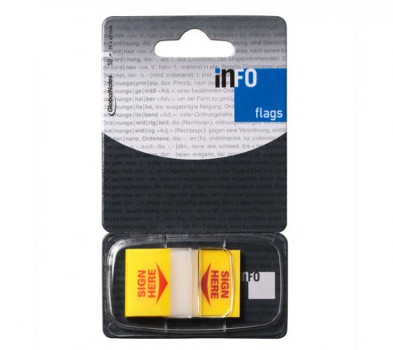 Teippimerkki Info 25,4 x 43,2 mm SIGN HERE /50, hinta 3,09€