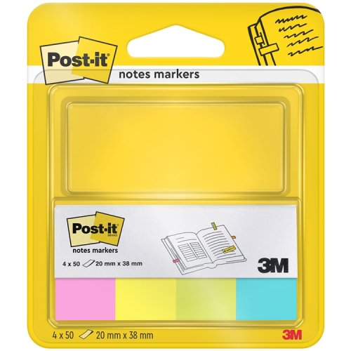 Teippimerkki Post-it 670-4N 20 x 38 mm 4 neonväriä /200, hinta 3,48€