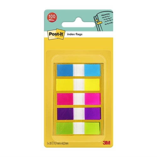 Teippimerkki Post-it Index 11,9 x 43,2 mm värilaj /5x20, hinta 5,35€