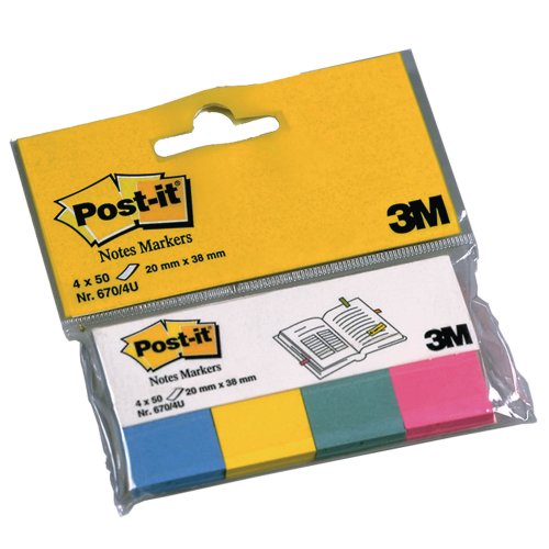 Teippimerkki Post-it® index 20 x 38mm värilajitelma, hinta 2,84€