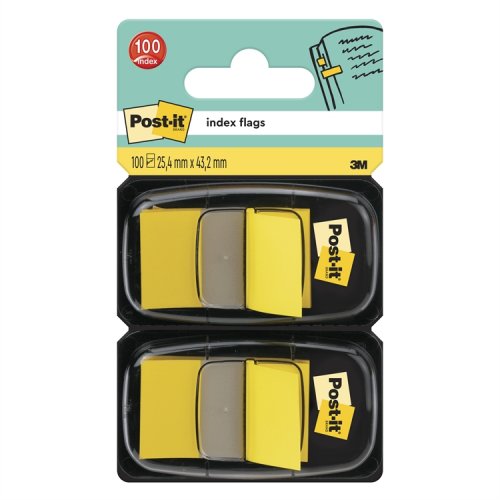 Teippimerkki Post-it Index 25,4 x 43,2 mm keltainen /2x50, hinta 5,60€