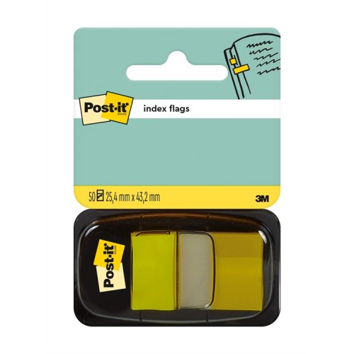 Teippimerkki Post-it Index 25,4 x 43,2 mm keltainen /50, hinta 3,49€