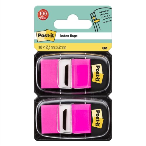 Teippimerkki Post-it Index 25,4 x 43,2 mm pinkki /2x50, hinta 5,60€