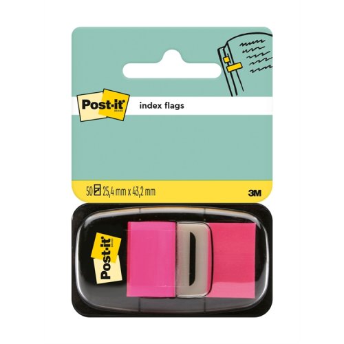 Teippimerkki Post-it Index 25,4 x 43,2 mm pinkki /50, hinta 3,49€