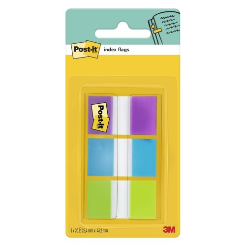 Teippimerkki Post-it Index 25,4 x 43,2 mm värilaj /3x20, hinta 4,54€