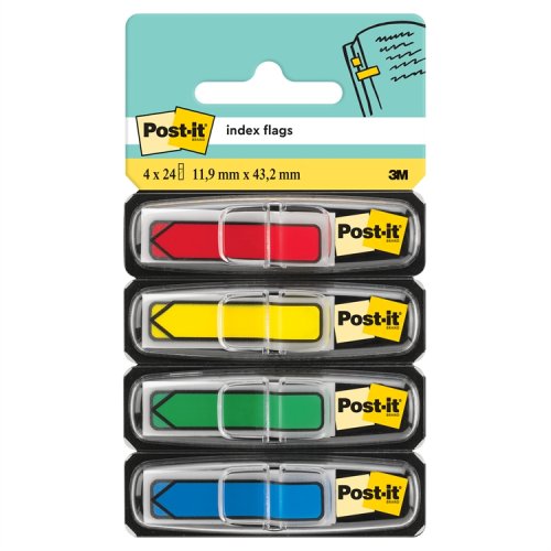 Teippimerkki Post-it Index nuoli 11,9 x 43,2mm värilaj /4x24, hinta 6,47€
