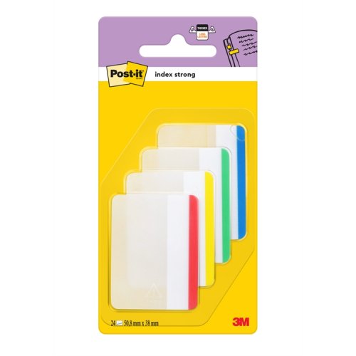 Teippimerkki Post-it Index Strong 38x51mm värilajitelma /24, hinta 4,49€
