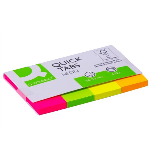 Teippimerkki Q-CONNECT 20 x 50 mm 4 neonväriä /200, hinta 0,77€