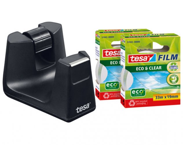 Teippiteline tesa SMART + 2 x tesafilm Eco & Clear 19mmx33m, hinta 8,09€