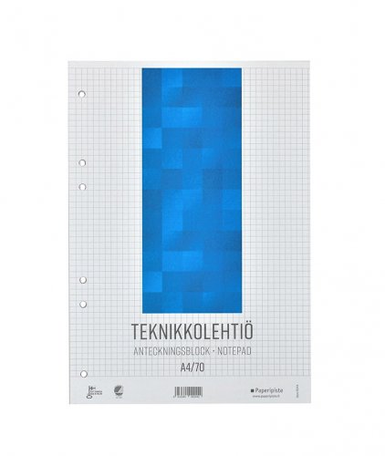 Teknikkolehtiö A4/70 5x5 mm ruudut, hinta 1,88€