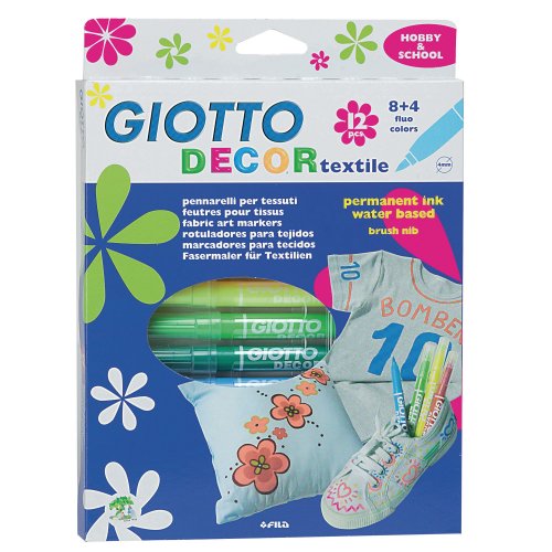 Tekstiilitussi Giotto sivellinkärki värilajitelma 12kpl, hinta 15,57€