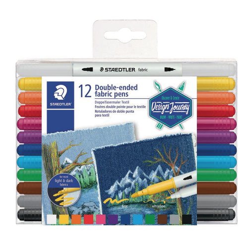 Tekstiilitussi staedtler 3190 duo värilajitelma 12kpl, hinta 12,74€