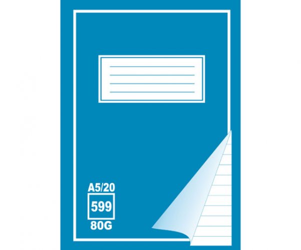 Työvihko 599 A5/20 80G blanko + viivat, hinta 0,25€