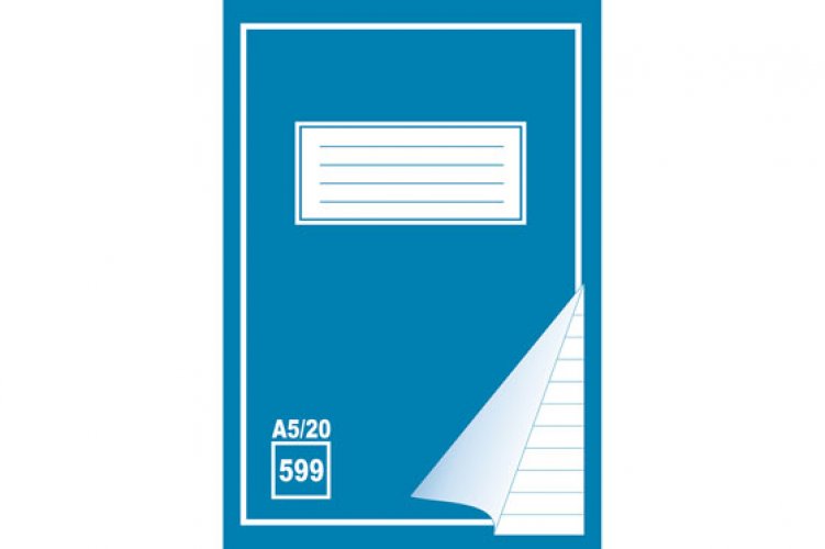Työvihko 599 A5/20 blanko + viivat, hinta 0,22€