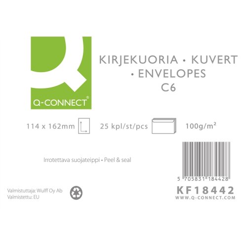 Tarrakuori Q-CONNECT C6 100G ruskea uusiopaperi /25, hinta 1,44€