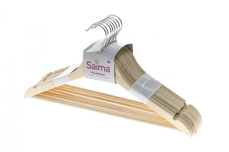 Vaateripustin Saima puinen 8 kpl, hinta 10,94€
