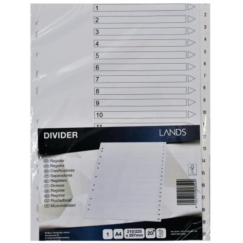 Välilehti 1-20 a4 pp valkoinen, hinta 3,07€