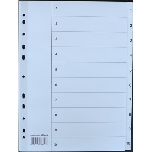 Välilehti Esselte A4 kartonki 10-osainen, hinta 0,71€