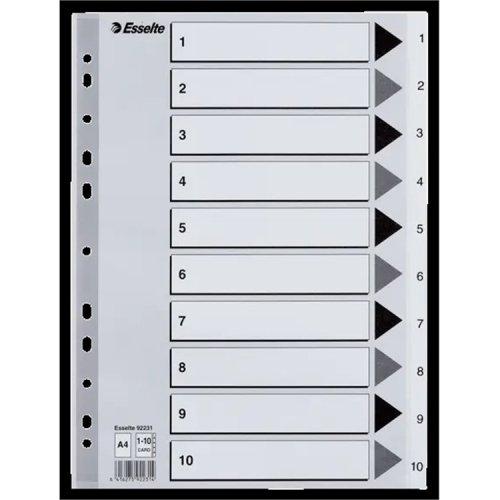 Välilehti Esselte A4 kartonki 10-osainen, hinta 1,41€