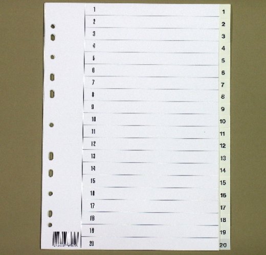 Välilehti Esselte A4 kartonki 20-osainen, hinta 2,29€