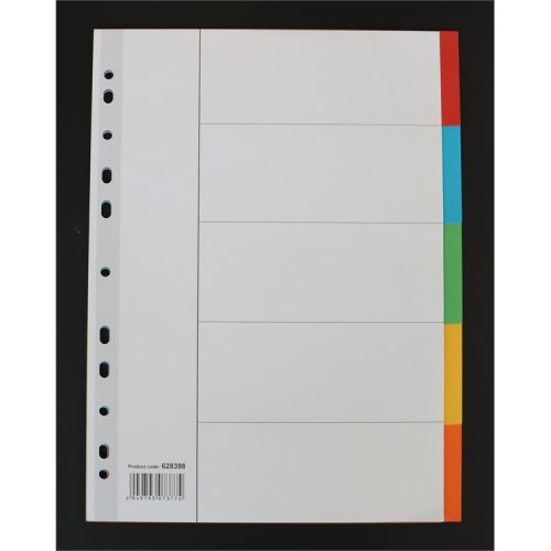 Välilehti Esselte A4 kartonki 5-osainen värillinen, hinta 0,51€