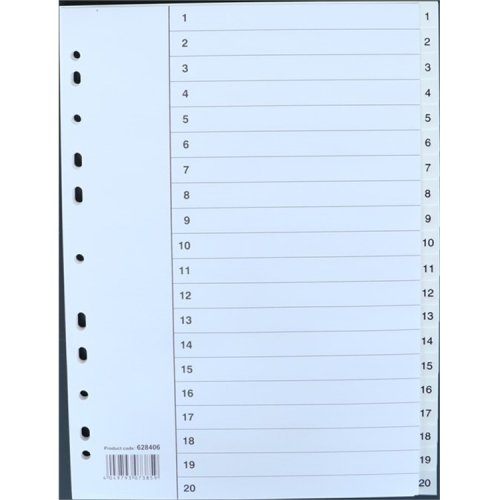Välilehti Esselte A4 muovi 20-osainen, hinta 1,83€
